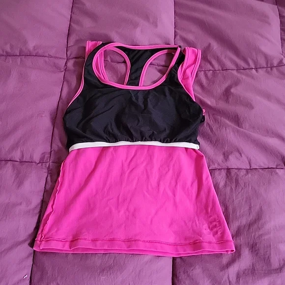 Hot Barbie Pink Brasil Sul Tank top with built-in sports bra. Size S/M - Picture 3 of 5